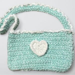 Mint Green Heart Accent Shoulder Bag